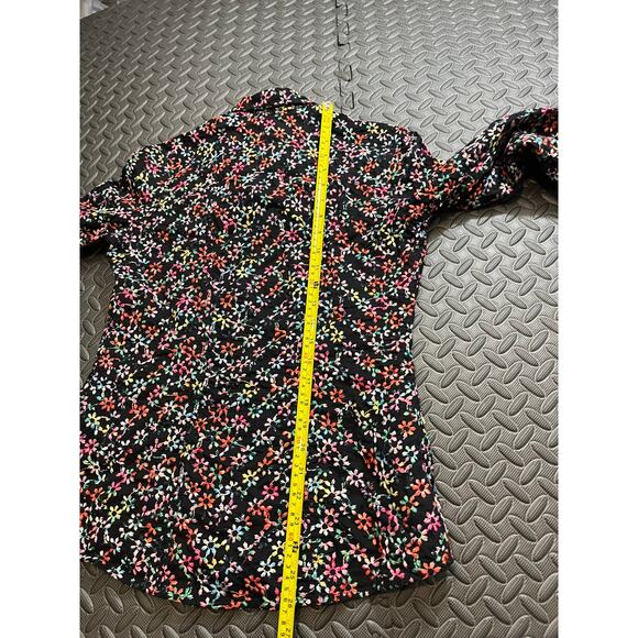 Rare Jill McGowan Black‎ Multicolor Floral Embroidered Blouse Shirt Button Small - Picture 7 of 7